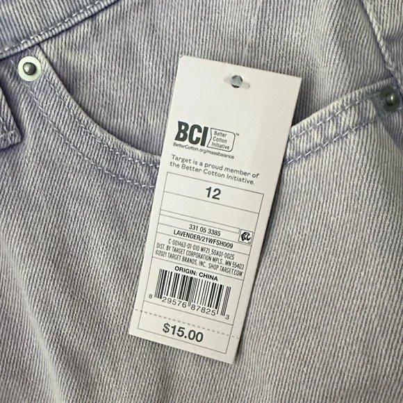 Wild Fable Pastel Lavender Frayed Hem Button-Fly Denim Shorts - Picture 2 of 3